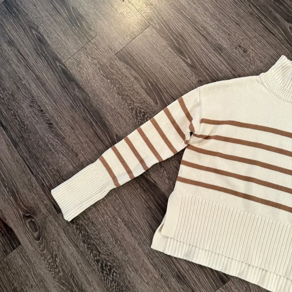 Veronica Beard Lancetti striped cotton turtleneck sweater